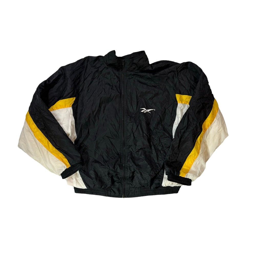 Vintage Reebok‎ Windbreaker Black Yellow White Size Large